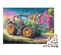 Tractor on Village Road 1000Pieces JigsawPuzzlesColorful Rural Scene Art KidsforAdult Challenging Brainteasing Age12+byth The Impossible Game Uncover The Puzzle 52x38cm/1000pcs