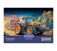 Tractor on Village Road Jigsaw Puzzles 1000 Piece for Adults Rural Farm Scene Art Challenging Puzzles for The Whole for Women Home Decoration 100% Recvcled Cardboard 52x38cm/1000pcs