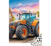 Tractor on Village Road Puzzles 1000 Piece for Adults Jigsaw Puzzles Rural Scenic Illustration Jigsaw Puzzles Challenging 38x26cm/1000pcs