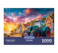 Tractor on Village Road Thick Cardboard Pieces Rural Sunset Landscape Art Excellent for Training Memory, Concentration And Logical Thought Process 52x38cm/1000pcs