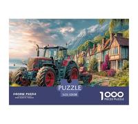 Tractor on Village RoadInteractive 1000-Piece Jigsaw Puzzles for Adults Rural Landscape Style Brimming with Challenging Puzzle Games for Both Genders - These Interactive Jigsaw Puzzles Are Made for Ad