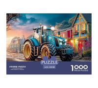 Tractor on Village Street Non Fading Material Rural Farm Scene Style Fun Relaxing Activity, Perfect for Reducing Anxiety And Enjoying Calm Time 52x38cm/1000pcs