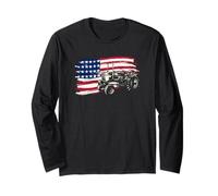 Tractor Patriotic American Flag Design for Farmers Men Women Long Sleeve T-Shirt