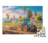 Tractor Plowing Fiel 1000 Pcs Rural Farm Landscape Styledurable Plastic Puzzle for Grandparents Smooth Finish Precision Cut Gift Easy to Assemble 70x50cm/1000pcs