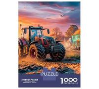 Tractor Plowing Field 1000 Pc Jigsaw Rural Sunset Landscape Puzzle Stressful Workers Anxiety Relief Home Wall Art Cognitive Training 38x26cm/1000pcs