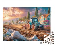 Tractor Plowing Field 1000 Piece Jigsaw Puzzle for Kids And Adults Rural Landscape Style Brainteasing Jigsaws Challenge Games Fun Present & Activity 38x26cm/1000pcs