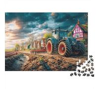 Tractor Plowing Field 1000 Piece Thick Sturdy Pieces Rural Countryside Scene Group Jigsaw Puzzle Interlocking Tightly Secret Santa Gift Museum-quality Print 70x50cm/1000pcs