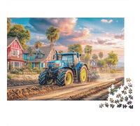 Tractor Plowing Field 1000 Pieces Heavy-duty Cardboard Rural Farm Landscape Style Puzzle for Kids 12+ Frustration-free Assembly Retirement Gift Museum-quality Print 52x38cm/1000pcs
