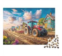 Tractor Plowing Field 1000 Pieces Heavy-duty Cardboard Rural Farm Landscape Style Puzzle for Kids 12+ Frustration-free Assembly Retirement Gift Museum-quality Print 52x38cm/1000pcs