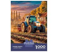 Tractor Plowing Field 1000 Pieces Jigsaw Rural Countryside Scene Puzzle Stressful Workers Anxiety Relief Cognitive Training Home Leisure 52x38cm/1000pcs
