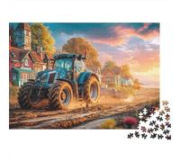 Tractor Plowing Field 1000 Pieces Puzzle ForAdults Kids Beautiful View Rural Sunset Landscape Decoration Puzzle Decompression Jigsaw for Men And Women Challenging Puzzles Jigsaw 52x38cm/1000pcs