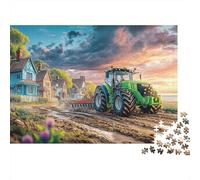 Tractor Plowing Field 1000 Pieces Puzzles Beautiful View Rural Countryside Scene Decoration Puzzle Educational Game Gifts Puzzles for Adults Jigsaw Puzzles for Adults 52x38cm/1000pcs