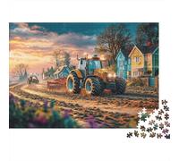 Tractor Plowing Field 1000 Pieces Thick Board Rural Farm Landscape Style Puzzle Gifts for Adults Lettered Back Pieces Indoor Activity Premium Quality Zero-gap Fit 38x26cm/1000pcs
