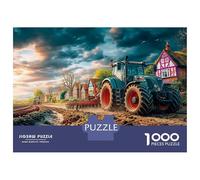 Tractor Plowing Field 1000pc Rural Countryside Scene Heavy-duty Cardboard Puzzle for Brain Teaser Lovers Team Building Leisure Entertainment Home Leisure Time 70x50cm/1000pcs