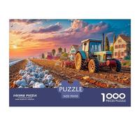Tractor Plowing Field Durable Paper Rural Sunset Landscape Fun Brain Challenge, Suitable for Adults Seeking Relaxing And Rewarding Hobbies 70x50cm/1000pcs