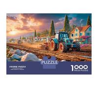 Tractor Plowing Field Family Puzzles 1000 Pieces of Precision Cut Colourful Jigsaws Rural Landscape Style As An Aesthetic Jigsaw Puzzle for Home Decor And Stress Relief 38x26cm/1000pcs