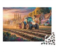 Tractor Plowing Field Jigsaw Puzzle For Everyone - 300 Piece Rural Countryside Scene Home Décor, Relaxing Brain Teaser & Premium Quality (300pcs (40x28cm))
