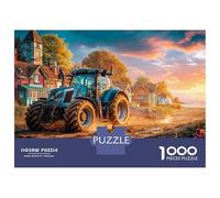 Tractor Plowing Field Jigsaw Puzzles 1000 Piece for Adults Rural Sunset Landscape Challenging Puzzles for The Whole for Women Home Decoration 100% Recvcled Cardboard 52x38cm/1000pcs