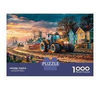 Tractor Plowing Field Jigsaw Puzzles 1000 Pieces - Rural Farm Landscape Style Focus & Concentration Game - Quality Paper Finish 52x38cm/1000pcs