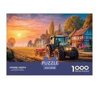 Tractor Plowing Field Puzzles for Adults Gifts 1000 Pc - Rural Sunset Landscape Style Jigsaw Puzzle Fun Present & Activity for Home Wall Decor52x38cm/1000pcs