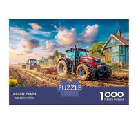 Tractor Plowing Field Puzzles Fun Details Beautiful Decoration 1000 Piece Rural Farm Landscape Style Jigsaw Puzzles Challenging Games for Adults Kids Family 70x50cm/1000pcs