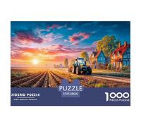Tractor Plowing FieldJigsaw Puzzles for Adults Rural Sunset Landscape A 1000-Piece (Advanced) Assortment of Challenging Educational Games - An Enriching And Thought-Provoking Gift for Adults And Kids