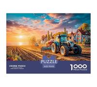 Tractor Plowing FieldOverwhelming 1000-Piece Jigsaw Puzzles for Adults Rural Sunset Landscape A Crusade Through Impossible, Hard, And Difficult Challenging Puzzle Games - The Most Prestigious Gift for