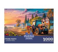 Tractor Plowing FieldPhenomenal 1000-Piece Jigsaw Puzzles for Adults Rural Sunset Landscape Art The Definitive Encounter with Impossible, Hard, Difficult Challenging Puzzle Games - This Is The Crownin