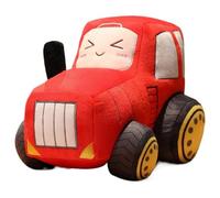 Tractor Plush, Cartoon Soft Stuffed Pillow Cute Simulation Farm Vehicle Play Plushie Toy for Kids Collectors(Red,30cm/11.8in)