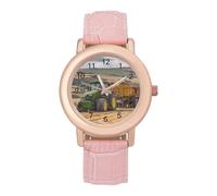 Tractor Pulling an Trailer Women's Easy Read Watches Flexible Three Hand Round Case Quartz Watch for Small Wrists
