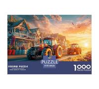 Tractor Racing Scene 1000 Pieces Puzzle for Home Wall Decor -Rural Fantasy Art Style Fun Present & Activity for Adults Kids Great Gift Idea38x26cm/1000pcs