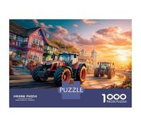 Tractor Racing Scene Jigsaw Puzzle 1000 Pieces for Adults Vibrant Sunset Style Educational Game for The Whole for Women Home Decoration 100% Recvcled Cardboard 52x38cm/1000pcs