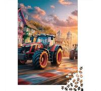 Tractor Racing Scene Puzzles 1000 Piece for Adults Jigsaw Puzzles Vibrant Sunset Style Jigsaw Puzzles Game for The Whole 38x26cm/1000pcs