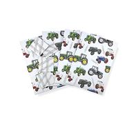 Tractor Recycled and Recyclable Gift Wrapping Paper - Vintage and Modern Tractors - 4 Sheets and 4 Tyre Track Strung Gift Tags - Birthday - Father's Day - Farm - Christmas