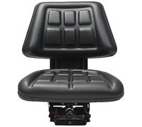 Tractor Seat with Suspension Black, Steel Frame and PVC Faux Leather, 48 x 50 x 59 cm, Adjustable for 50-130 kg, 150 mm Adjustable, 5-Way Tilt, Comfortable for Garden Tractor and Lawn Tractor