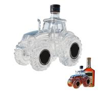 Tractor Shaped Whiskey Glass Decanter 300Ml Novelty Tractor-Shaped Clear Empty Wine Bottle Decanters with Lid Liquor Alcohol Container Unique Car Drink Bottles Set Gifts for Whiskey Lovers Men