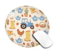 Tractor Small Mouse Pad, Farm Country Duck Chicken Spring Blue Round Rubber Non Slip Aesthetic Desk Mousepads Accessories for Office Home Computer Laptop Round 8x8 Inch
