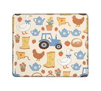Tractor Small Mouse Pad, Farm Country Duck Chicken Spring Blue Square Rubber Washable Aesthetic Desk Mousepads Accessories for Office Home Computer Laptop Square 8x10 Inch