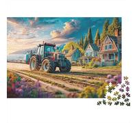 Tractor Spraying Field 1000 Piece Puzzles Beautiful View Rural Farmhouse Scene Home Decoration Decompression Jigsaw for Men And Women Challenging Puzzles Jigsaw Puzzles for Adults 52x38cm/1000pcs
