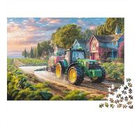 Tractor Spraying Fields 1000Pieces JigsawPuzzleRural Farm Scene Style KidsforAdult Challenging LargePiecePuzzles Age12+byth The Impossible Game Uncover The Puzzle 38x26cm/1000pcs