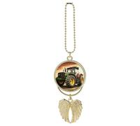 Tractor Theme Car Hanging Ornament Rear View Mirror Pendant Cute Car Mirror Aesthetic Decor Funny Auto Pendant Auto Charms Gifts for Men Women Golden-style