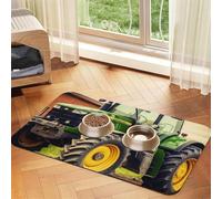 Tractor Theme Pet Feeding Mat Absorbent Pu Leather Dog Cat Food Mats Contain Spills Protects Floors, Anti-Slip Rubber Backing Dog Bowl Mats Easy Clean Pet Placemats 30x45cm