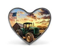 Tractor U.S. Flag Brooch Pins Heart Badge Button Tie Lapel Backpack Pin Decoration for Women Men