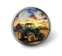Tractor U.S. Flag Round Brooch Pins Badge Printed Button Tie Lapel Backpack Pin Decoration for Women Men