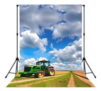 Tractor Under Blue Sky And White Clouds Print Backdrop For Photoshoot, Photo Backdrop Background Curtain For Photography Portraits(No Stand)