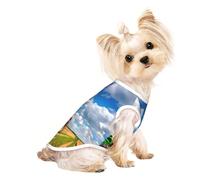 Tractor Under Blue Sky and White Clouds Print Dog Lightweight Shirt,Summer Cool Breathable Dog t Shirts,Pet Sleeveless Stretchy Clothes