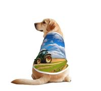 Tractor Under Blue Sky And White Clouds Print Dog Vest, Soft Breathable Pet Shirt Clothes Sleeveless Fashion Apparel For Medium Large Breeds