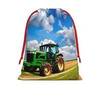 Tractor Under Blue Sky And White Clouds Print Drawstring Gift Reusable Bag Party Favors Weddings Office Travel Daily Storage Pouch