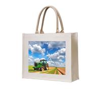 Tractor Under Blue Sky And White Clouds Print Eco-Conscious Tote Bag Unisex Large Reusable Everyday Office Shopping Beach Travel
