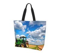 Tractor under blue sky and white clouds Print Large Capacity Shoulder Bag Women Men Crossbody Bags Daily Use Travel Shopping